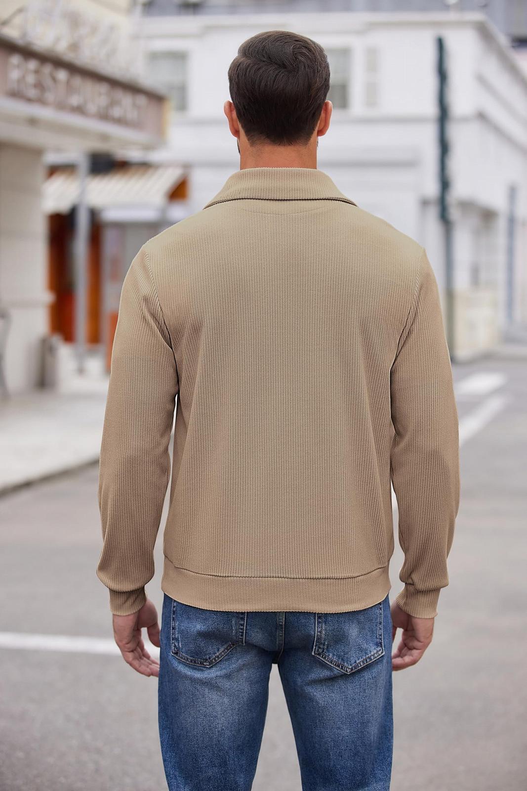 Джемпер COOFANDY чоловічий, в'язаний, зимовий, напівблискавка, Regular Fit, хакі, L, фото №3