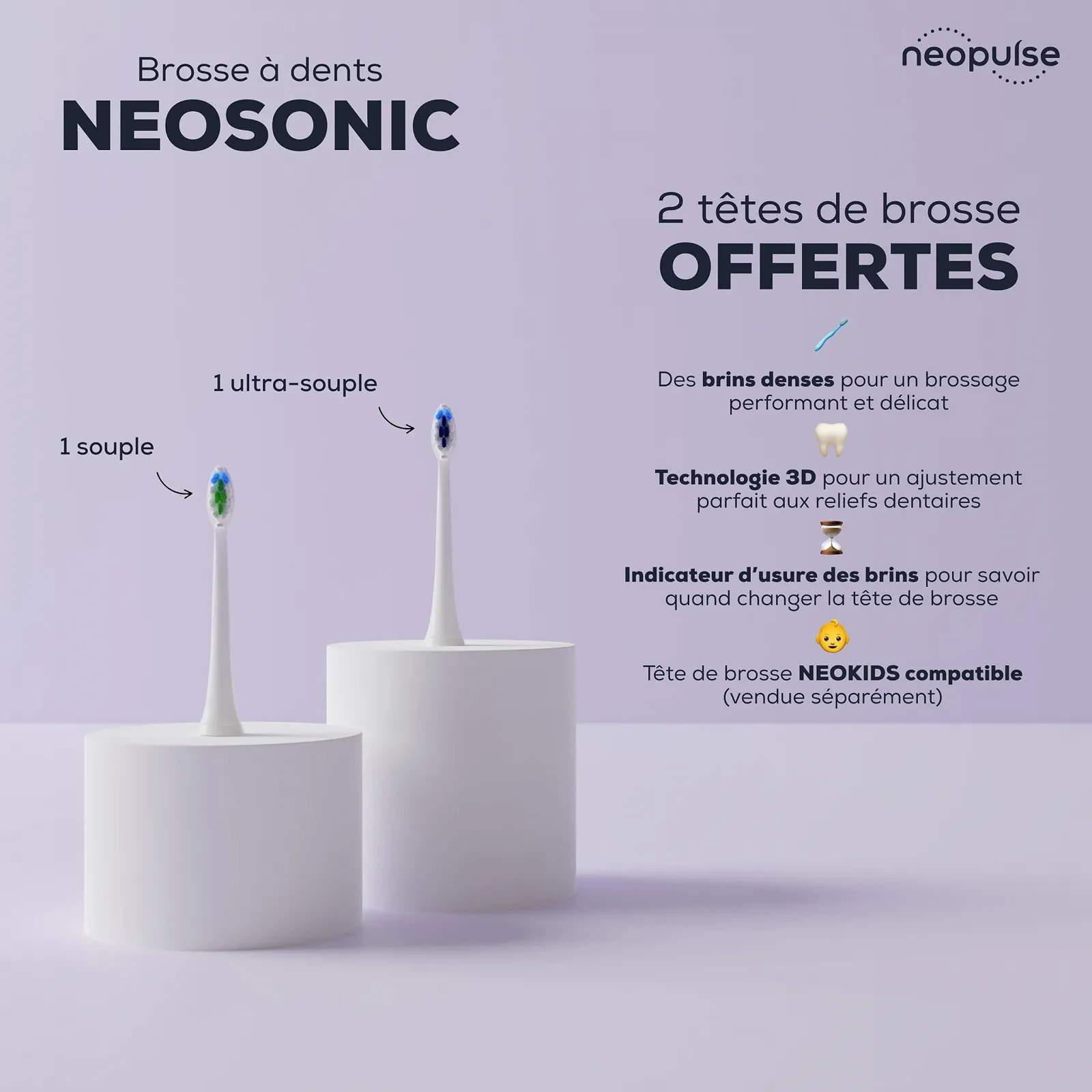 Звуковая электрическая зубная щетка Neosonic NEOPULSE 15 режимов Purple, фото №3