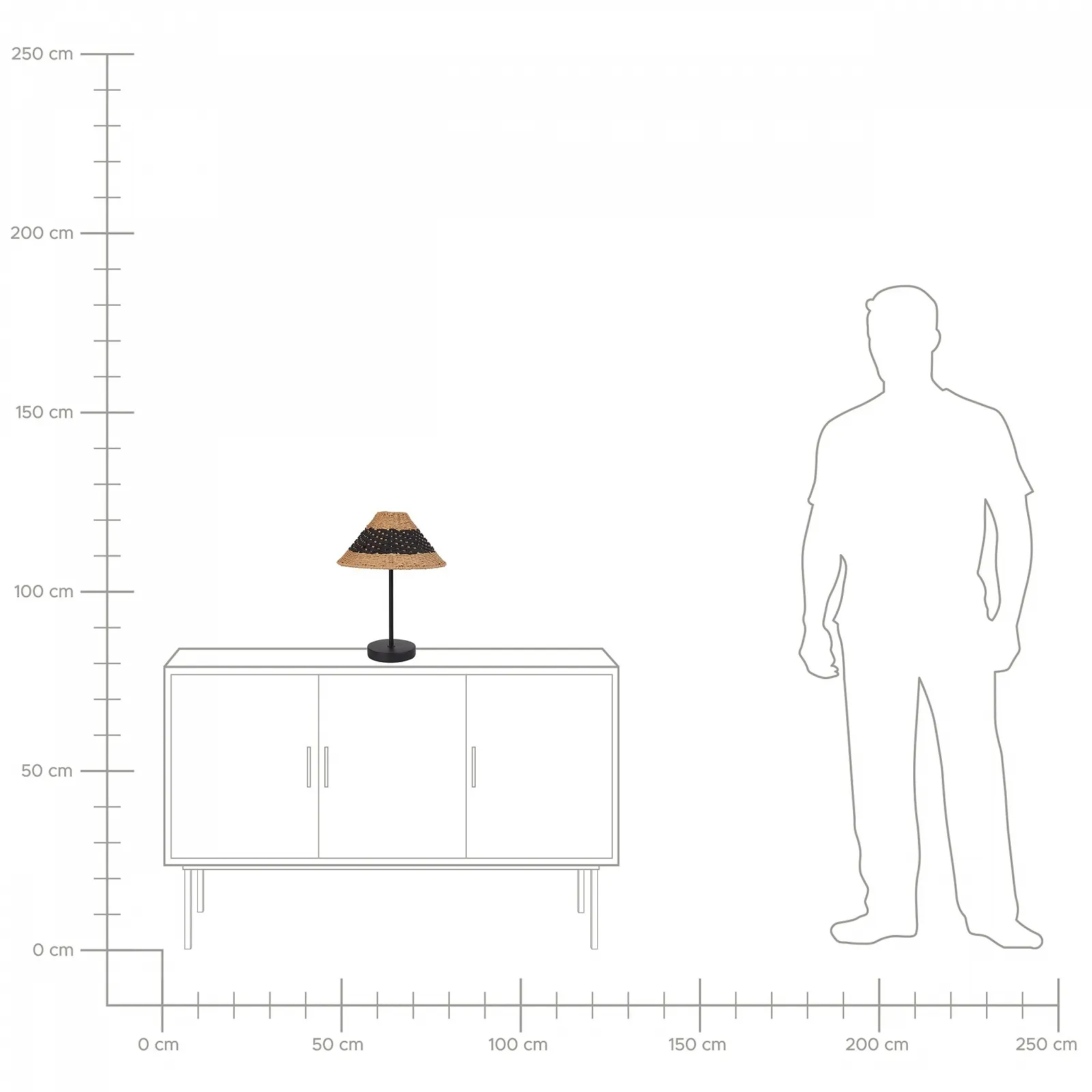 Настільна лампа Momba Boho паперова сітка конічний абажур 40 см Бежевий / Чорний, фото №8