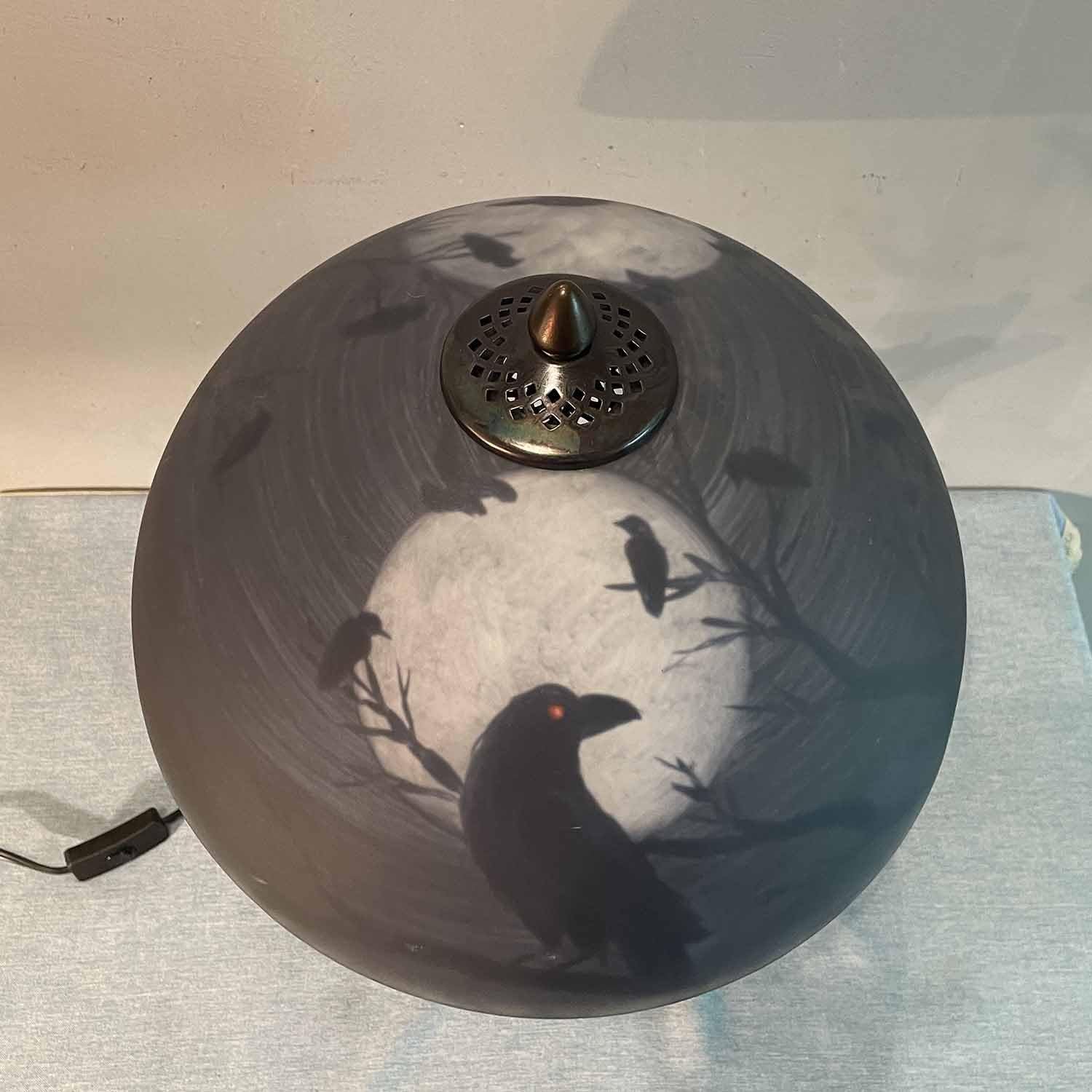 Настільна лампа Bieye Ravens L30945 Скляна Ручний розпис Ворони на гілці, фото №8