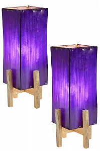 Настільна лампа Marrakesch Janka 30 см набір із 2 шт фіолетова (коричнева рама) - Фото 1