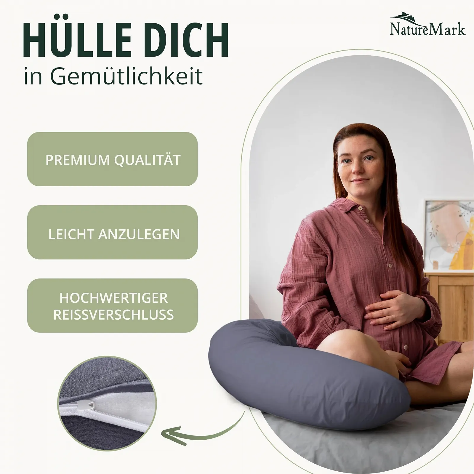 Наволочка NatureMark Jersey 2 шт. для подушок 40 x 145 см (для подушки для вагітних), антрацитово-сірий, фото №5 Наволочка NatureMark Jersey 2 шт. для подушок 40 x 145 см (для подушки для вагітних), антрацитово-сірий, фото №5