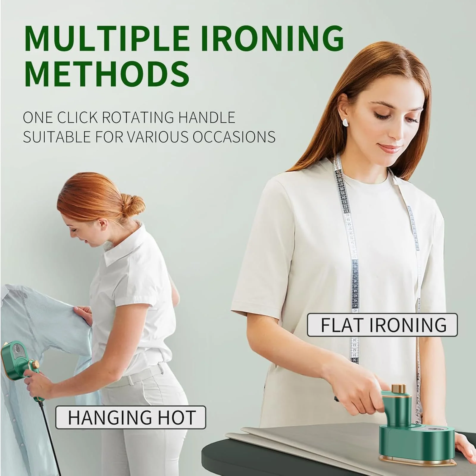 Вертикальный отпариватель Дорожный 180° Складной 30S Быстрый нагрев Зеленый, фото №4