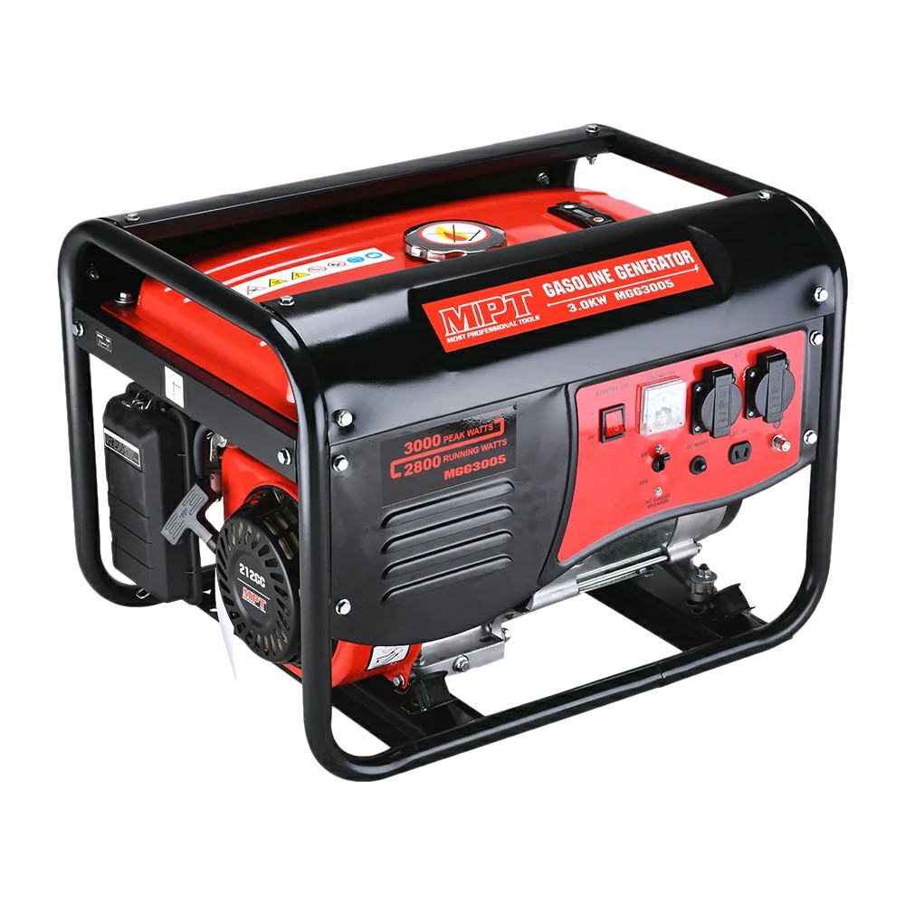 Генератор бензиновый MPT 3.0 кВт 212 см³ воздушное охлаждение ручной стартер бак 15 л MGG3005, фото №1