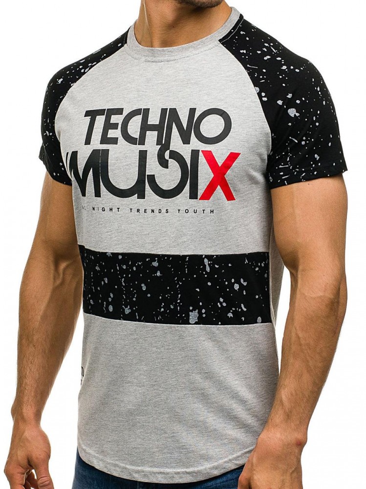 Футболка мужская удлиненная серая J Style, фото №5