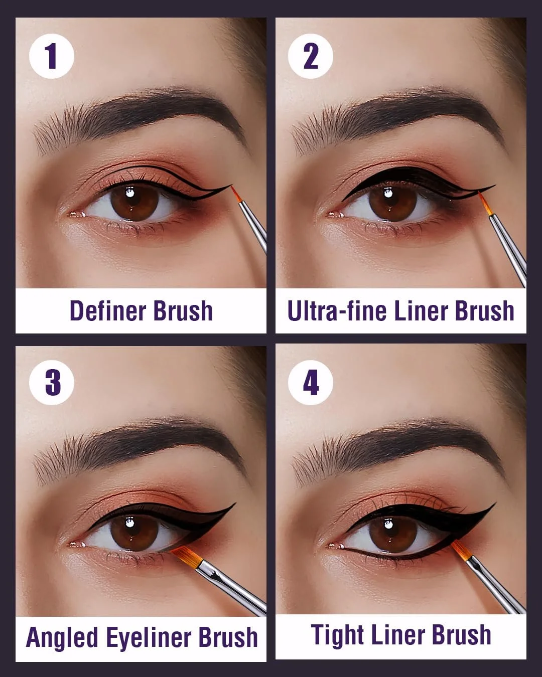 Набір пензлів EIGSHOW Eyeliner Angled Eyeliner Brush, Tight Liner Brush, Definer Brush, Ultra Fine Liner Brush для детальної точності підводки для очей, заповнення брів, фото №3