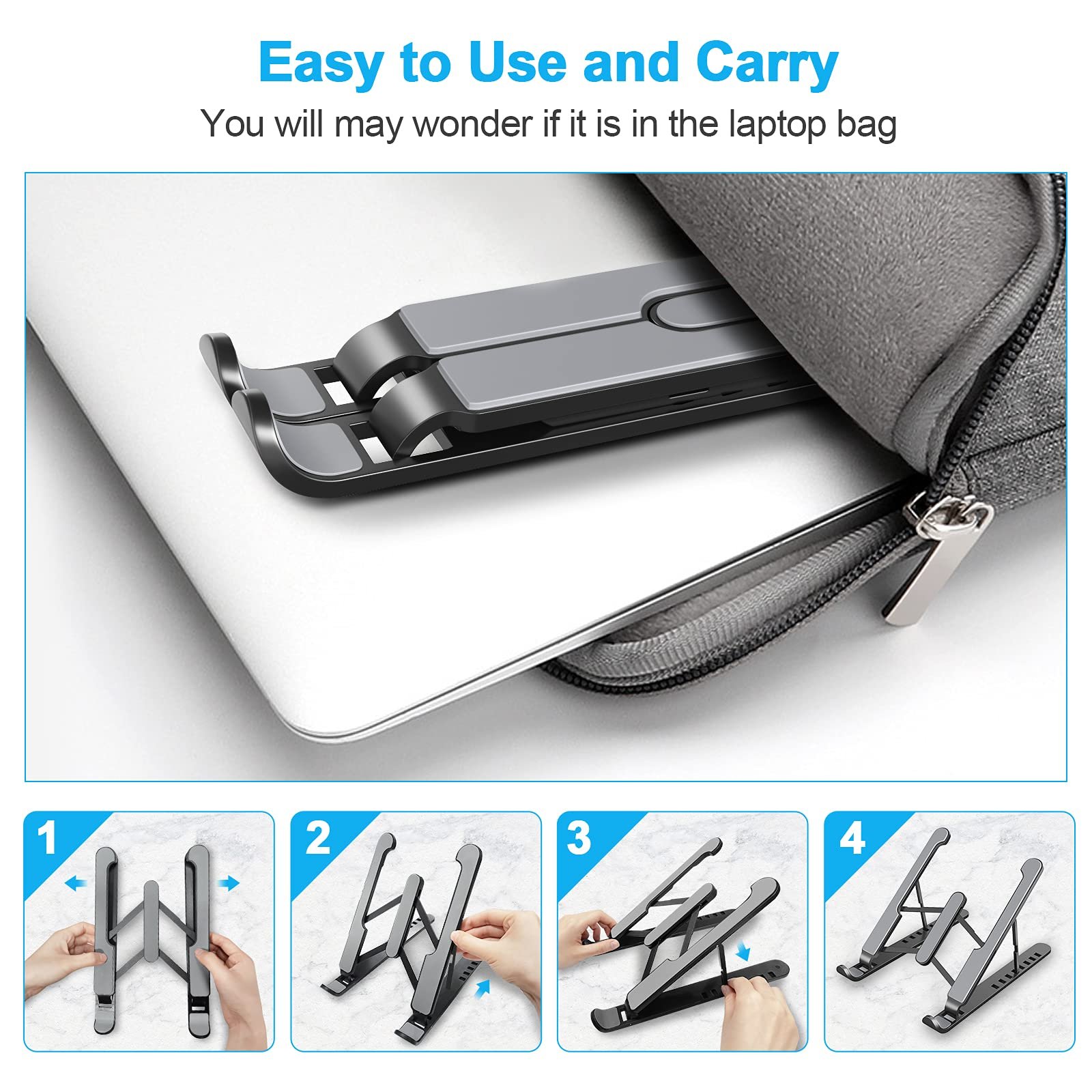 Подставка для ноутбука AOVUYCK-Store с 8 регулируемыми уровнями Совместима с MacBook Air Pro, HP, 10-15.6 дюймов, фото №7