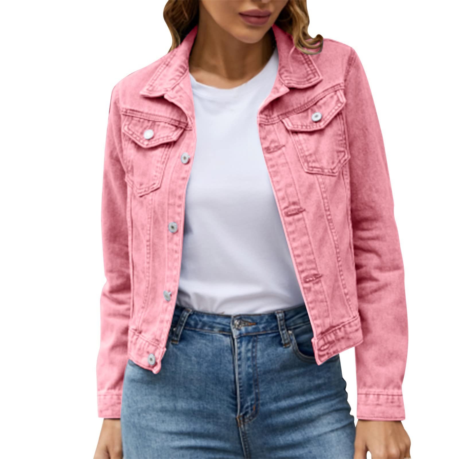 Джинсова куртка Generisch Жіноча Однотонний Чорний Fashion Streetwear, фото №1