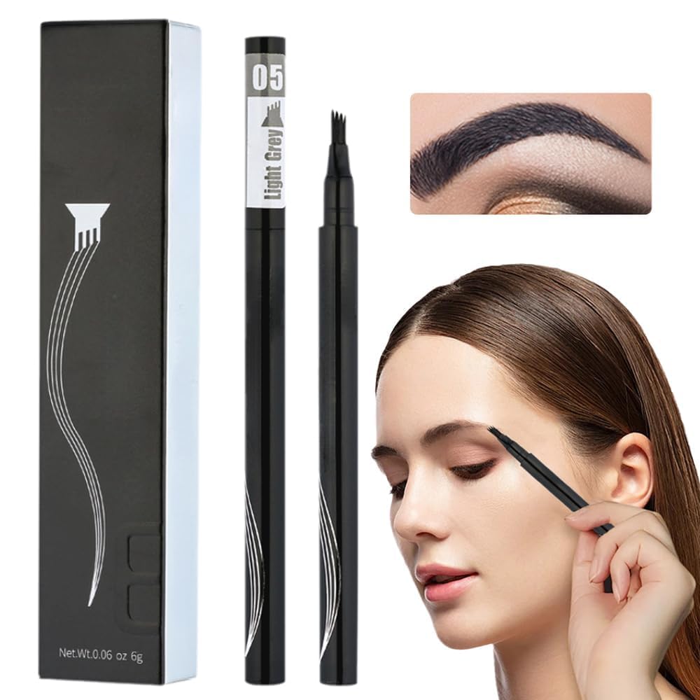 Олівець для брів Micro з аплікатором у вигляді вилки Водостійкий 3D Light Grey, фото №1