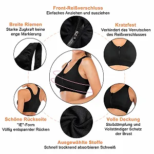 Спортивный бюстгальтер Zip Front Post Surgery Racerback Padded synthetic.ua - Фото 1