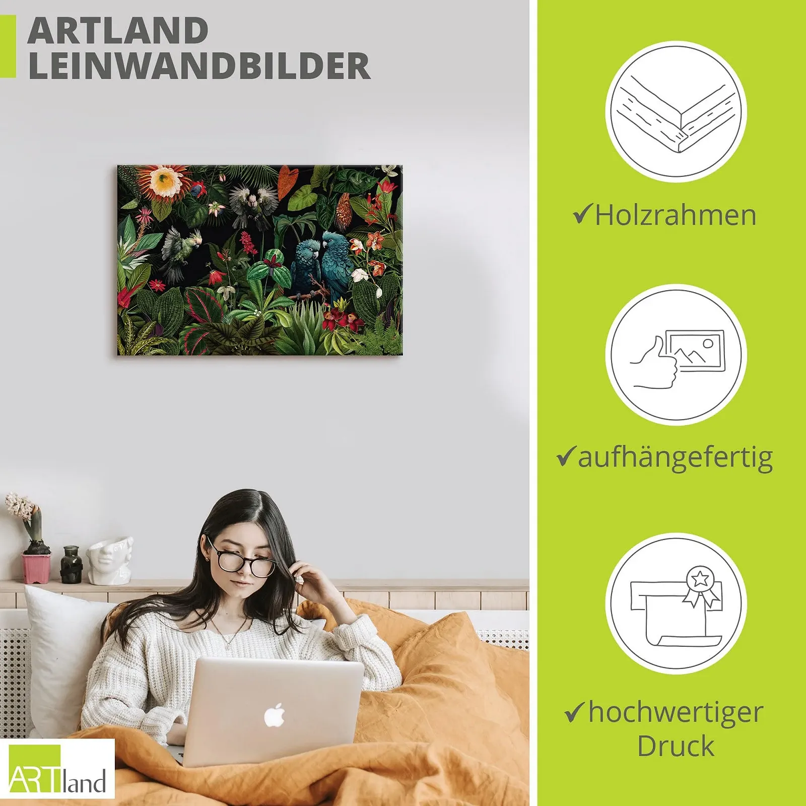 Картина на полотні ARTLAND U5HD Tropical Jungle 60 x 40 см, фото №3