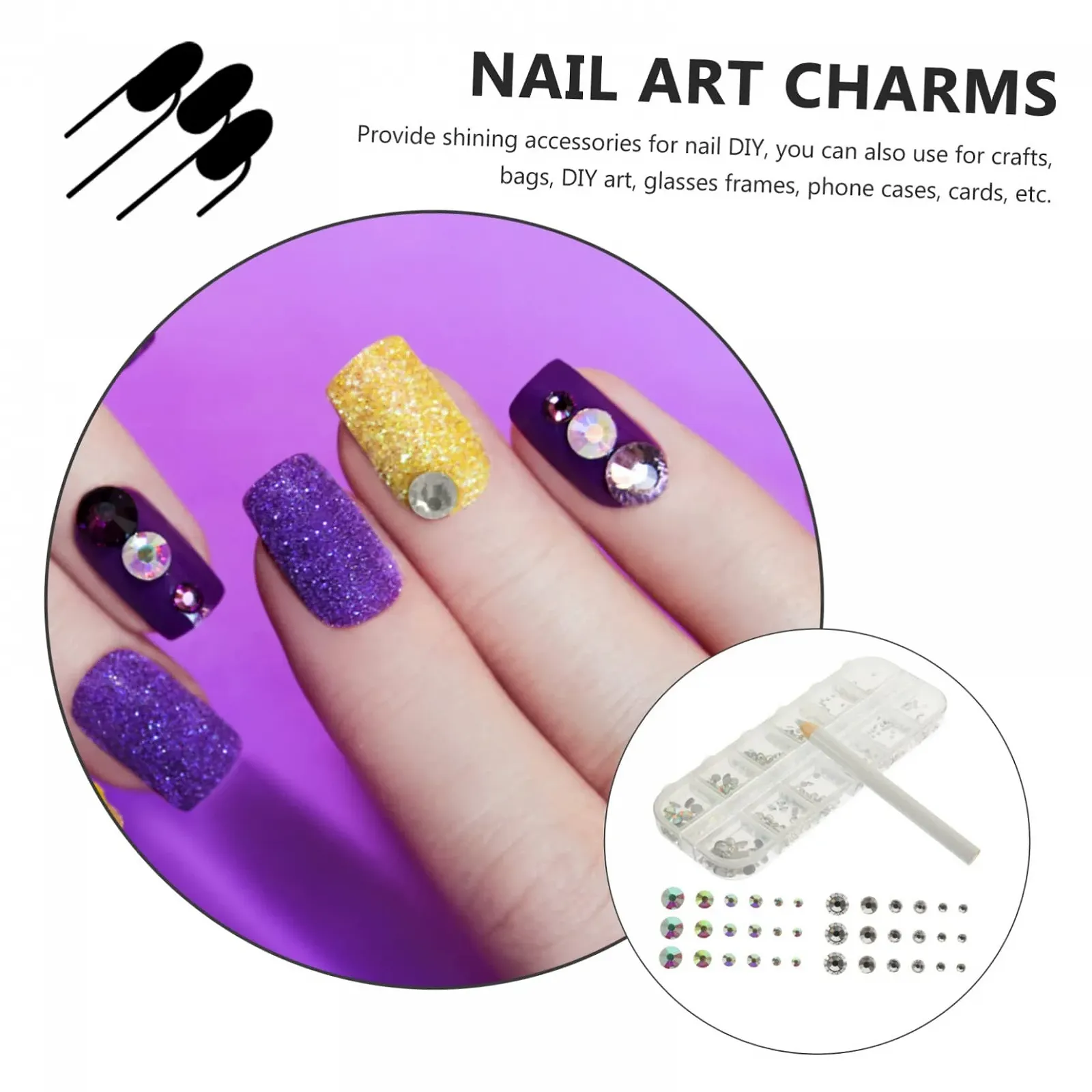 Стрази для нігтів Healeved 4 набори, блискучі, з плоскою задньою частиною, фото №9