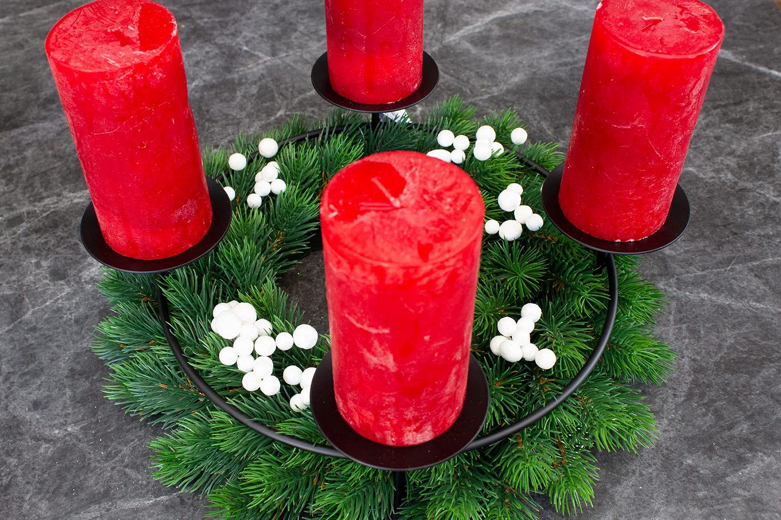 Подсвечник Black Round Подсвечник для столбовых свечей основание для венка тарелка подсвечник Elegant 1 2 3 4 Адвентский венок защита от шипов диаметр 25 см, фото №4