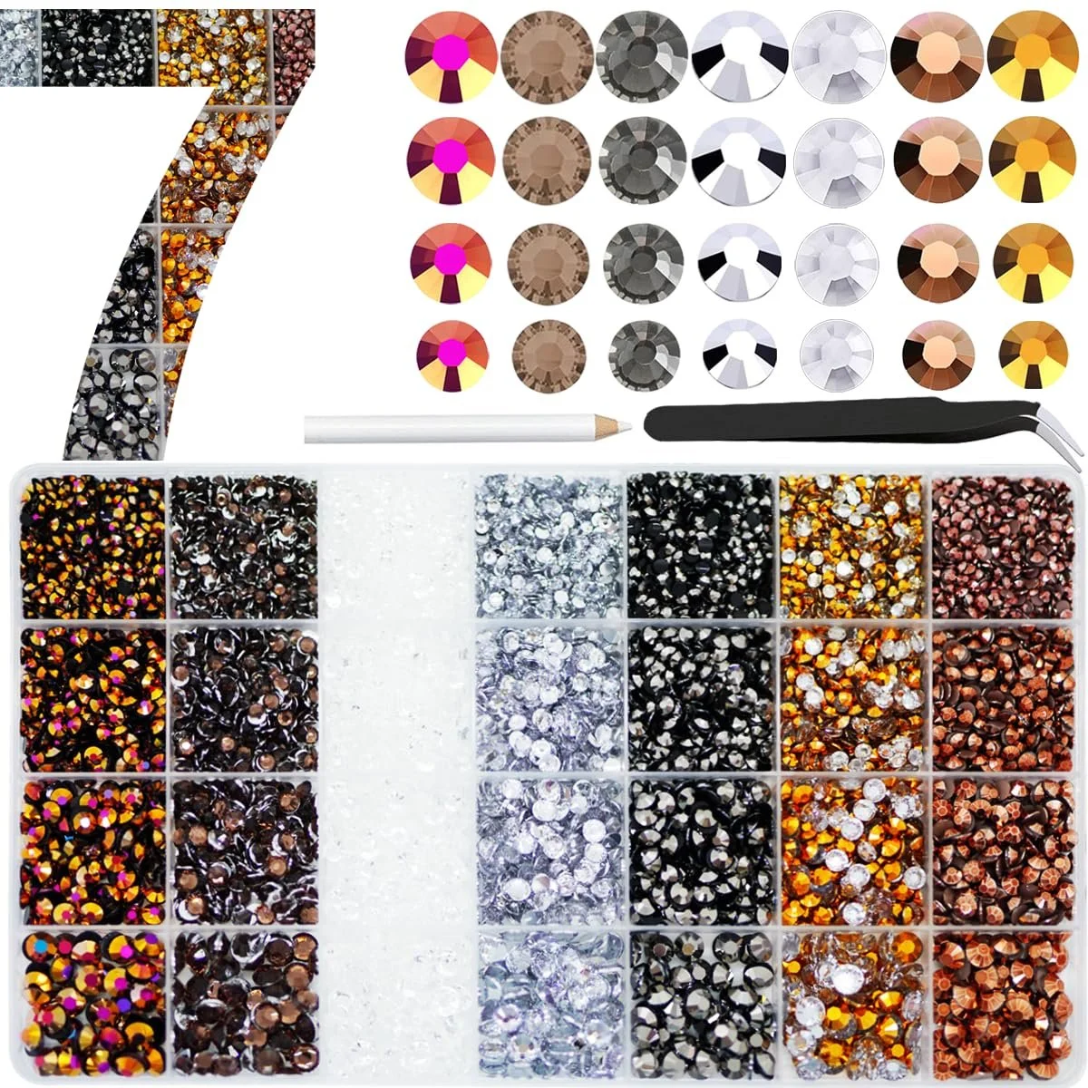 Стразы из смолы ручной работы Медный Коричневый Черный Белый Серый Прозрачный 3 мм 4 мм 5 мм 6 мм Плоские бусины без горячей фиксации SS10 SS16 SS20 SS30 Камни для самостоятельного создания маникюра, фото №1