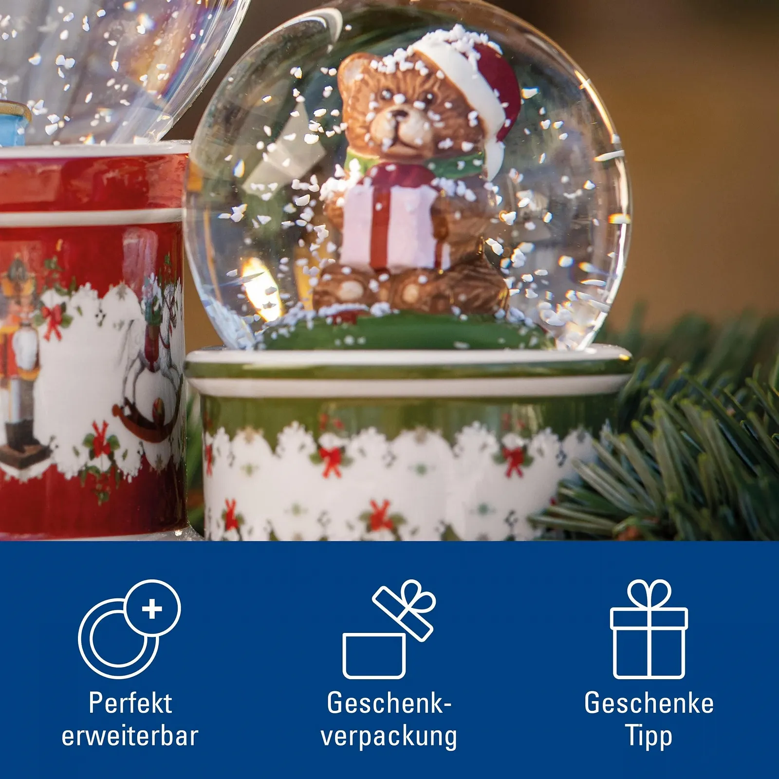 Снігова Куля Villeroy & Boch Christmas Toys Ведмідь 6.5 x 6.5 x 9 см, різнокольорова, фото №5