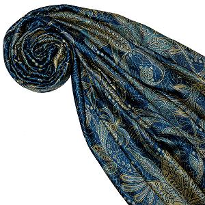 Пашміна Lorenzo Cana Блакитна Чорна з бахромою 70 x 200 см synthetic.ua - Фото 1