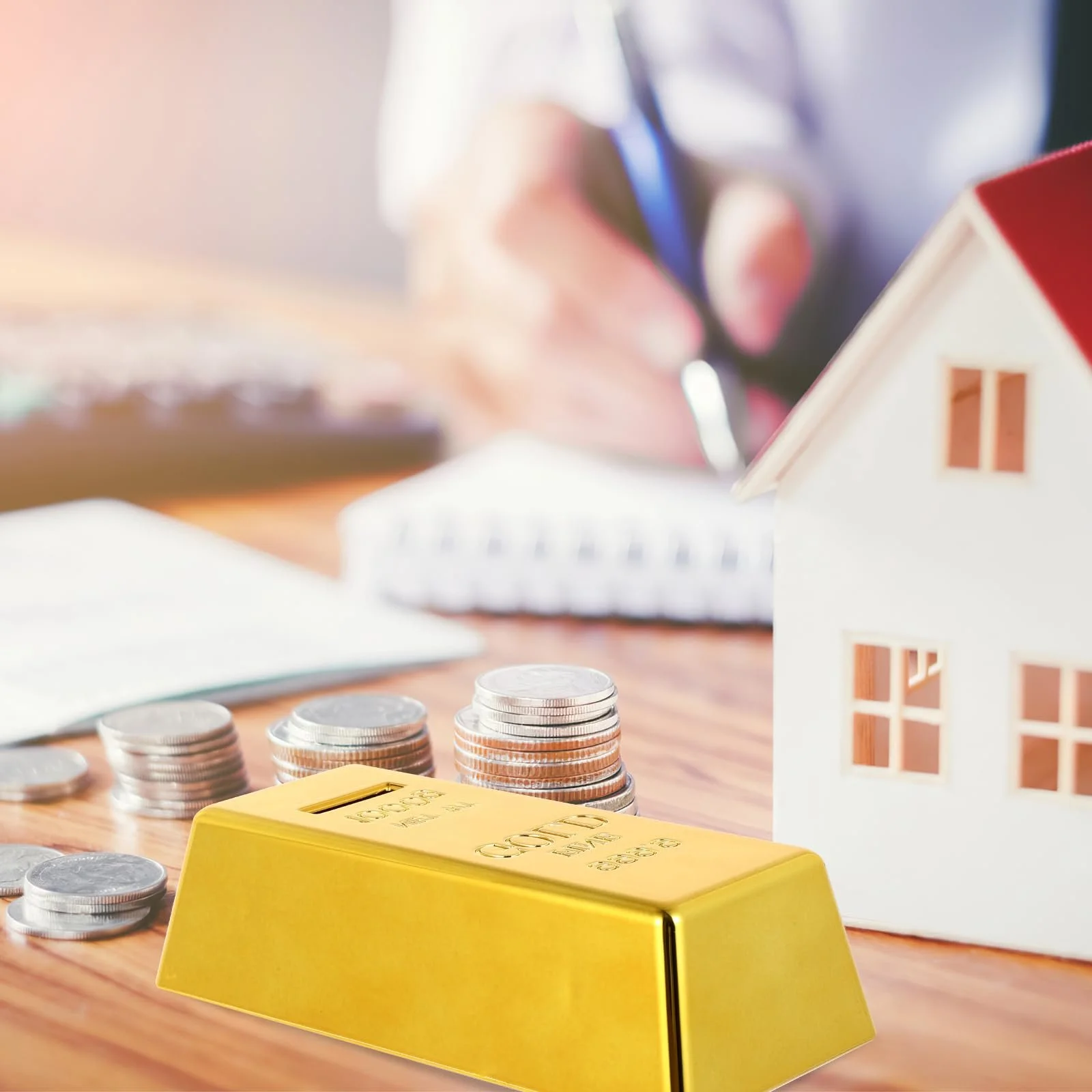 Скарбничка BESPORTBLE Gold Bar Plastic Золота 6,6 x 3 x 1,8 дюйма, фото №5