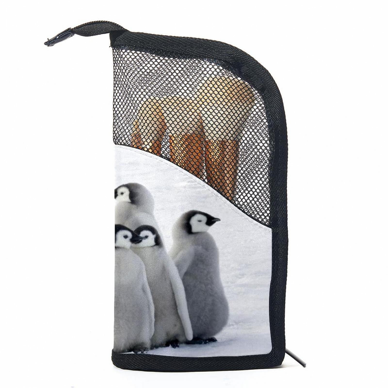 Сумка Органайзер для кистей для макияжа с 12 кистями для макияжа Family of Antarctic Penguins Портативный набор держателей для кистей для макияжа Colored-233, фото №1