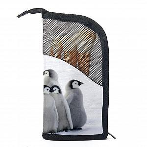 Сумка Органайзер для кистей для макияжа с 12 кистями для макияжа Family of Antarctic Penguins Портативный набор держателей для кистей для макияжа Colored-233 - Фото 1