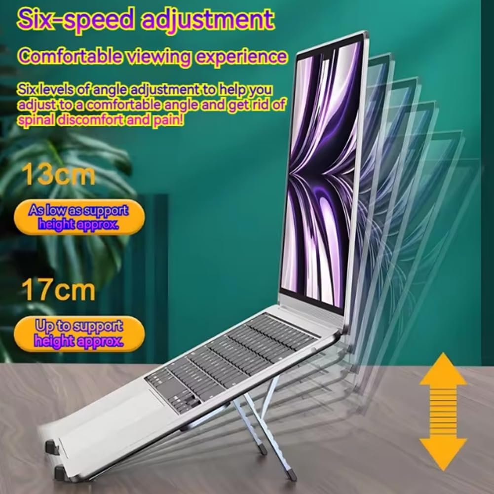 Подставка для ноутбука Металлическая Мини Складная Регулируемая Портативная для ноутбуков 10-17 дюймов Silver, фото №4