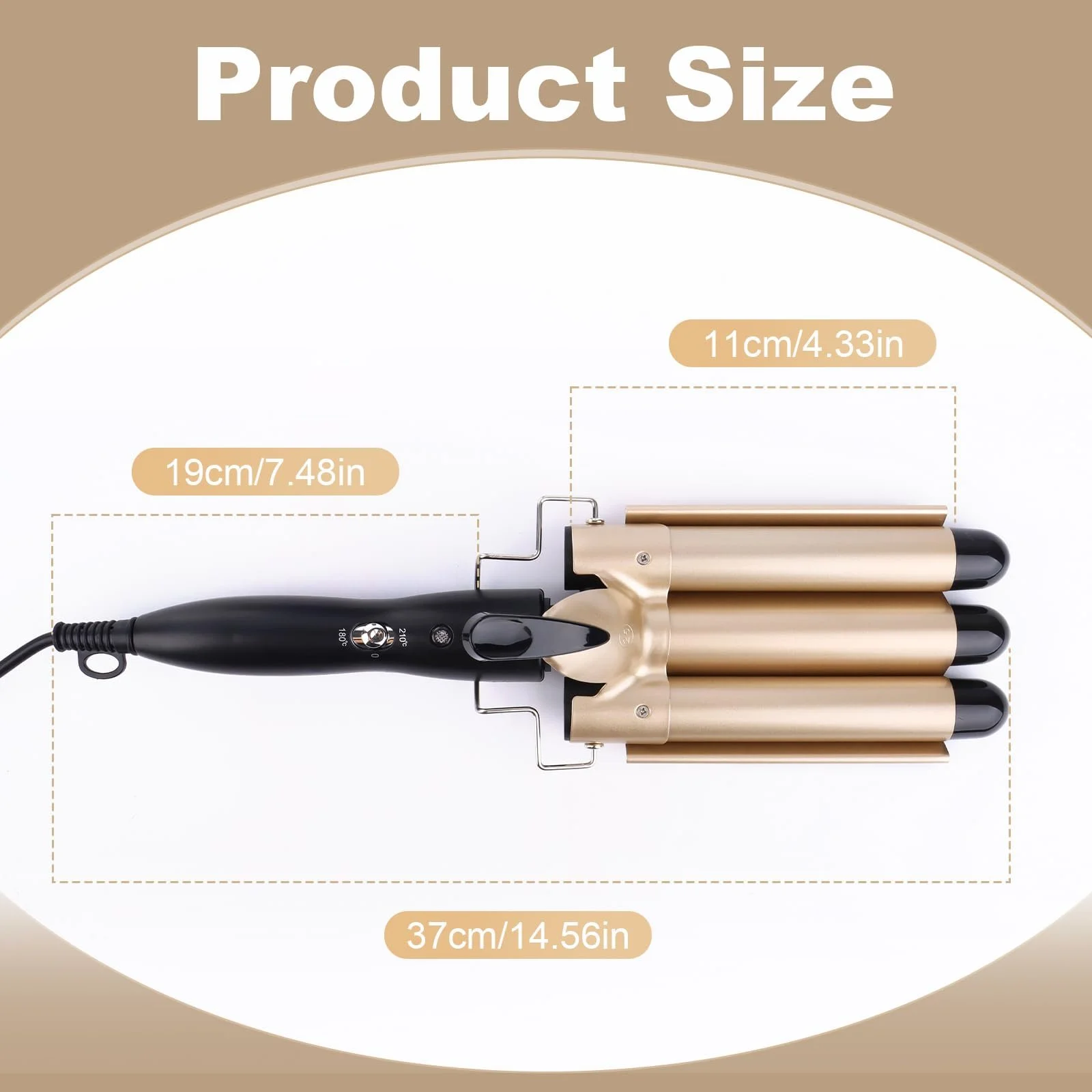 Плойка для волосся Wave Iron 3 Barrels 25 мм з регулюванням температури 180°C/210°C, фото №2 Плойка для волосся Wave Iron 3 Barrels 25 мм з регулюванням температури 180°C/210°C, фото №2