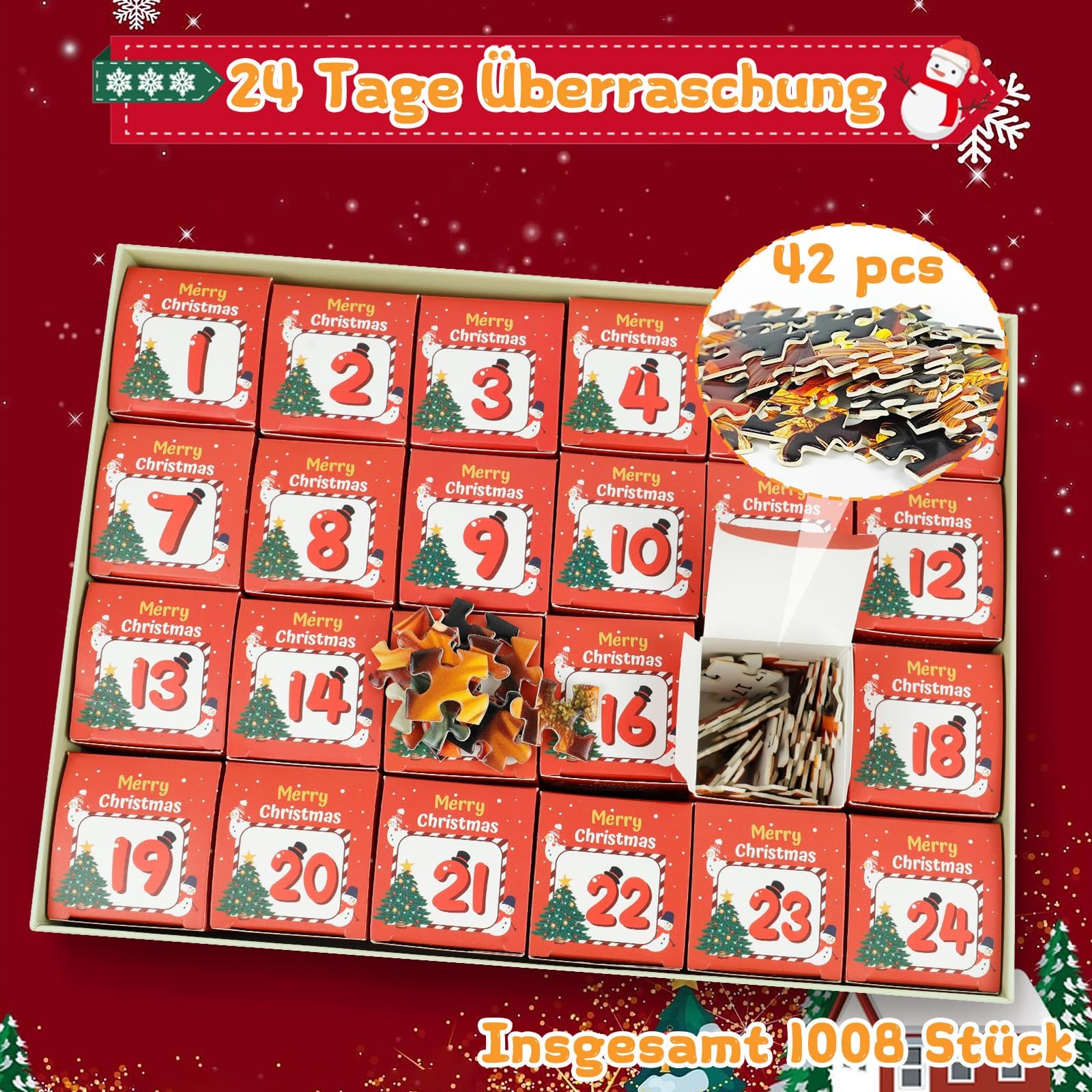 Адвент-календар 2025 Christmas Calendar Пазл 1008 елементів 70 x 50 см, фото №2