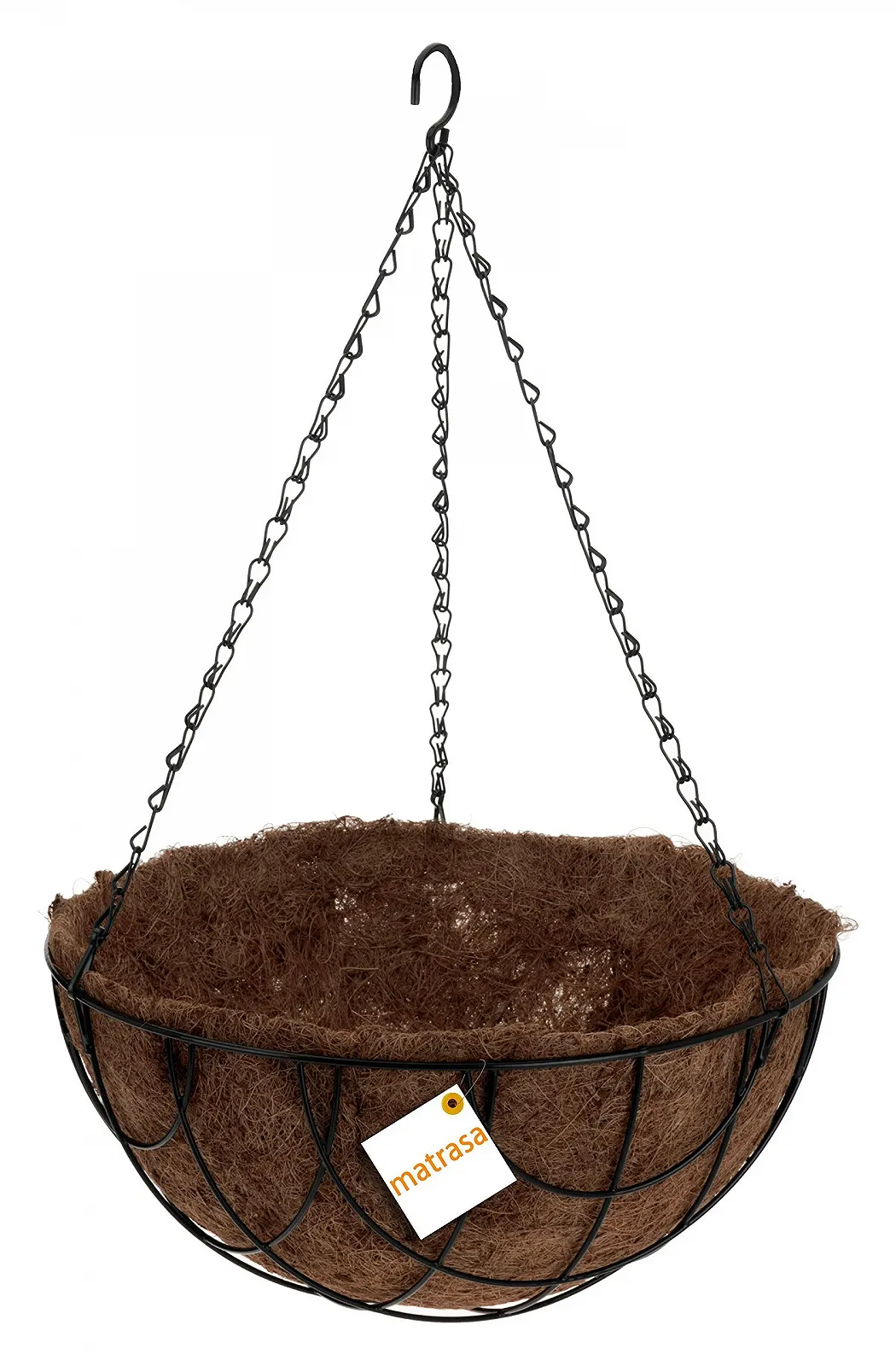 Підвісний кошик для квітів круглий з кокосовим волокном Зелений, фото №1 Підвісний кошик для квітів круглий з кокосовим волокном Зелений, фото №1