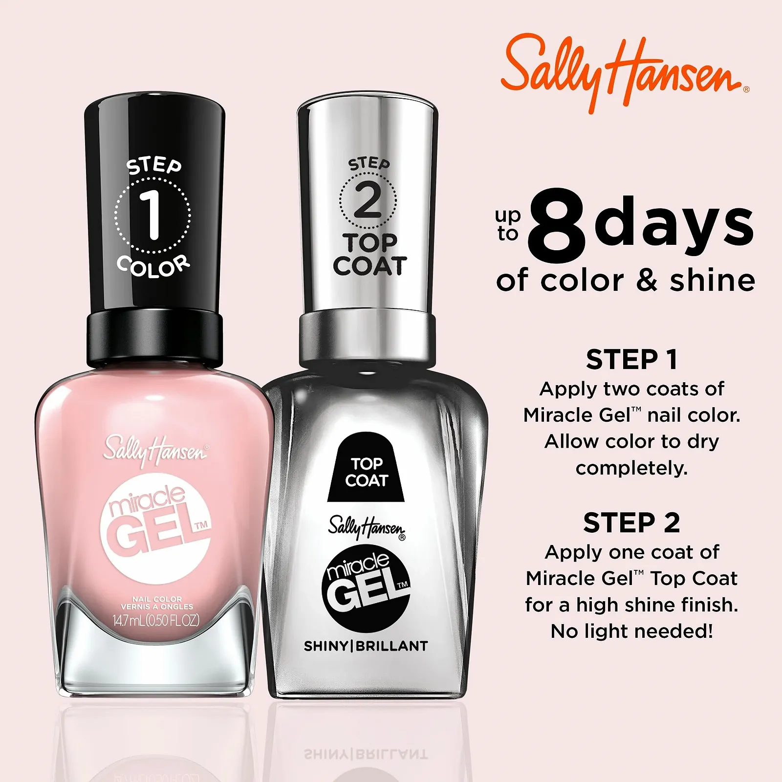 Гель-лак Sally Hansen Miracle Gel 238 Regal Rose 14.7 мл, фото №5 Гель-лак Sally Hansen Miracle Gel 238 Regal Rose 14.7 мл, фото №5