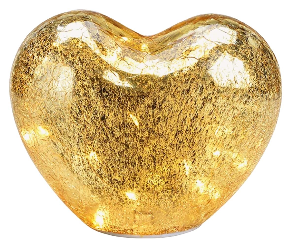 Настольная лампа G. Wurm Heart Стеклянная Сердце Светодиодная 18x15x11 см Золотая, фото №1