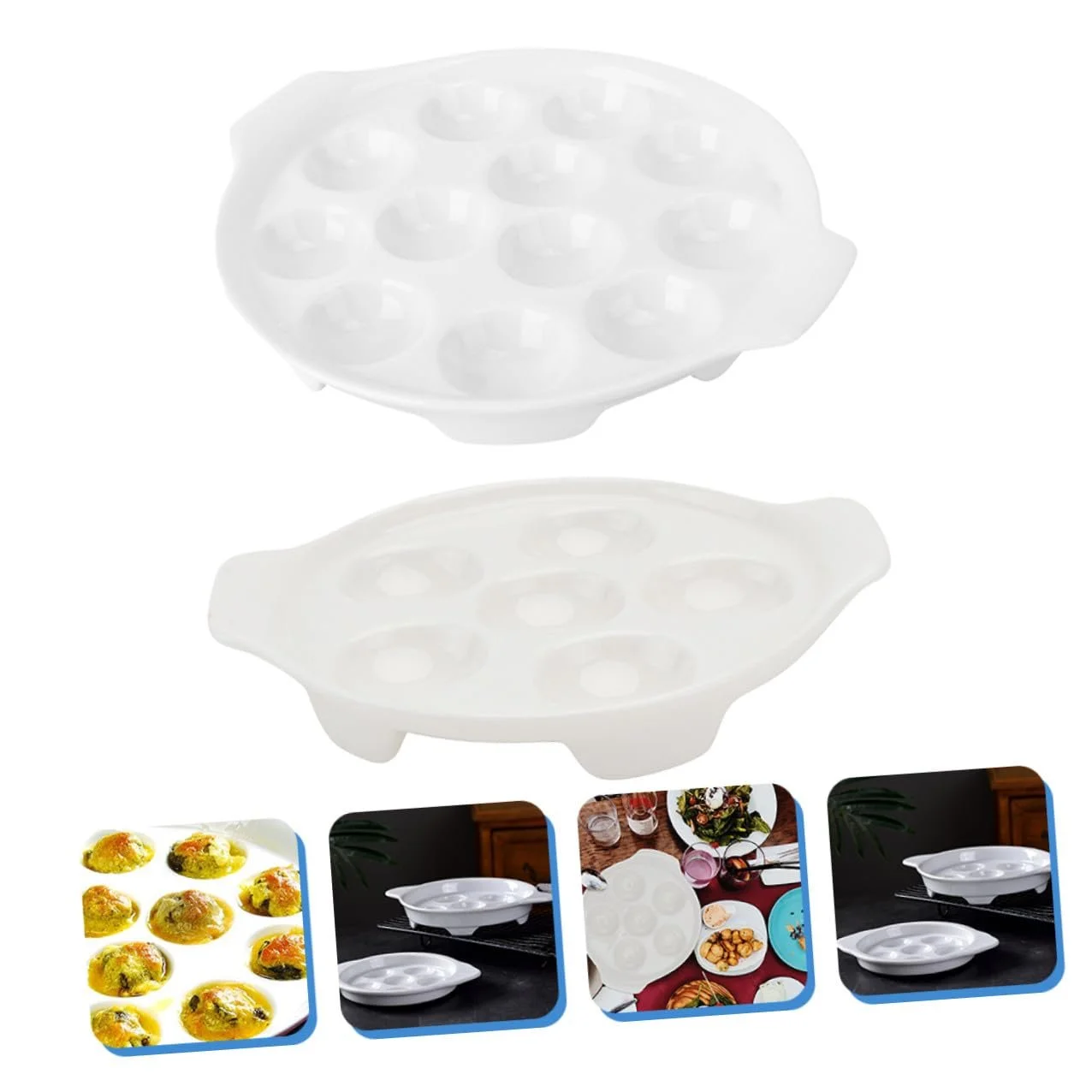 Набор форм для улиток BESPORTBLE 2 шт. фарфоровые с ручками термостойкие для духовки, фото №5