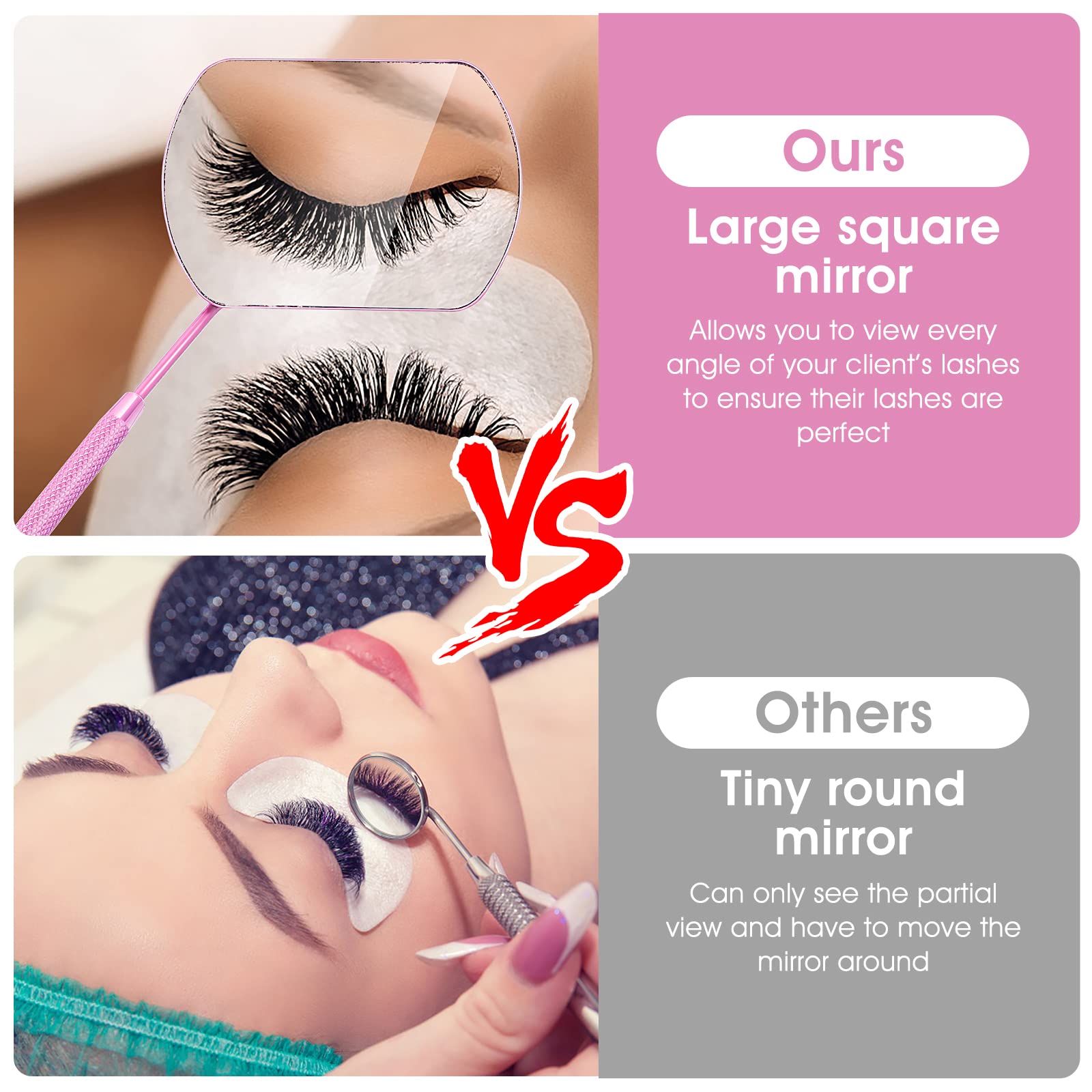 Дзеркало для нарощування вій Sibba Square Eyelash Mirror Легкий аксесуар знімний, багатофункціональний з нержавіючої сталі, фото №3