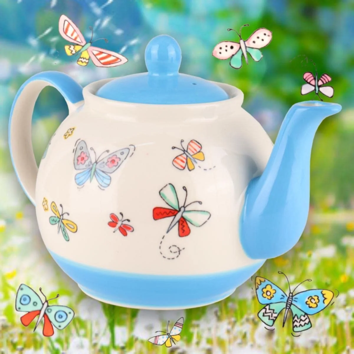 Чайник-заварник керамічний Mila Summer Beauty 1.2 літра з метеликами, фото №2