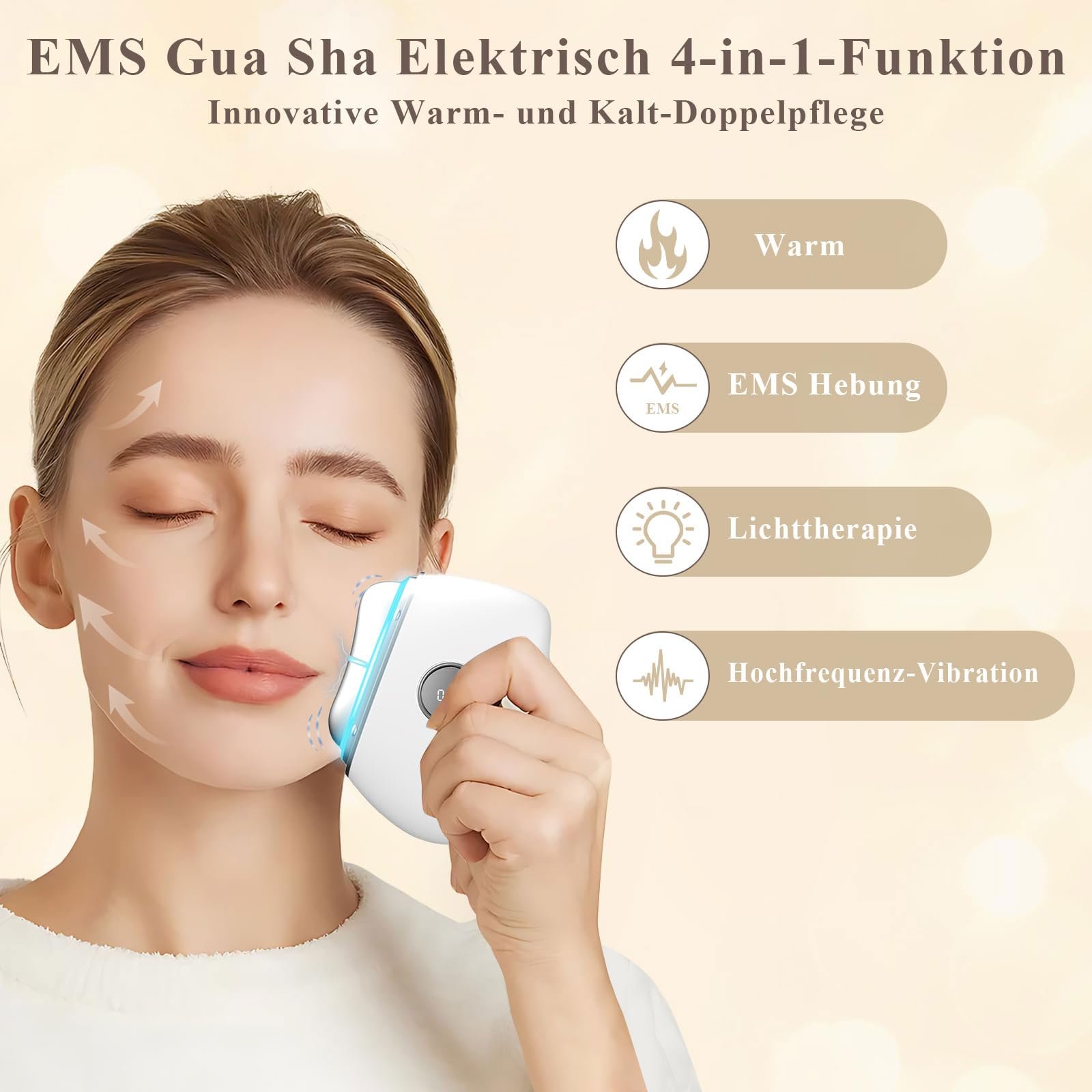 EMS Gua Sha CIGAA Масажер для обличчя з 3 режимами, вібромасажем, нагріванням для підтяжки обличчя, проти зморшок, антивіковий, фото №2