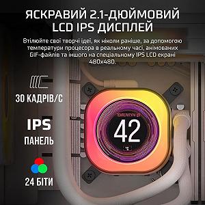 Система рідинного охолодження Corsair iCUE LINK TITAN 360 RX LCD / 360mm / 300-2100 RPM / 2.1" LCD / Intel / AMD / White synthetic.ua - Фото 1
