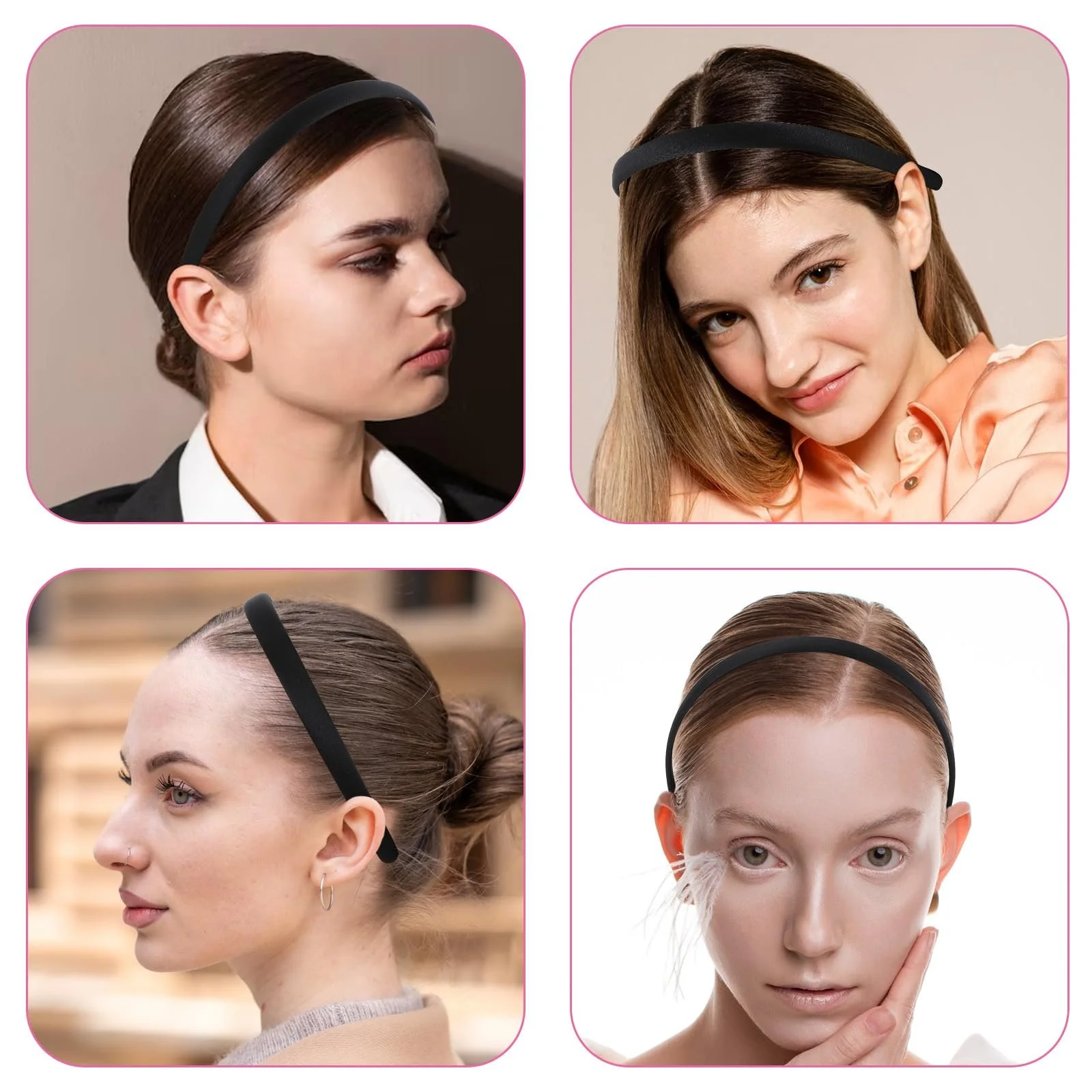 Обруч Атласный 1.5 см Черный (2 шт. в упаковке), фото №4 Обруч Атласный 1.5 см Черный (2 шт. в упаковке), фото №4