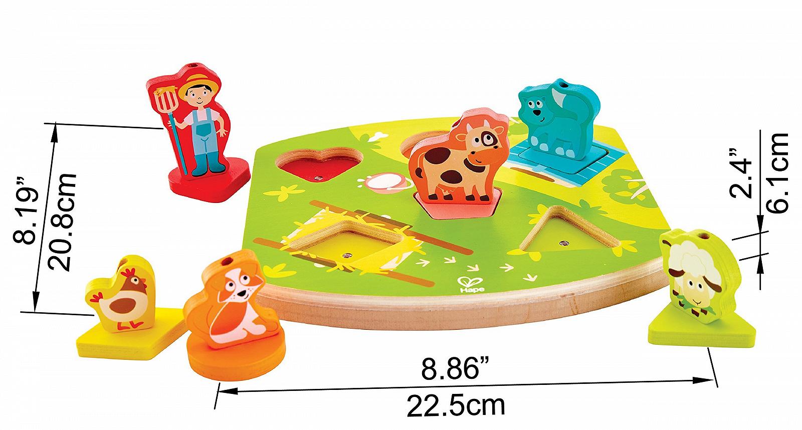 Дерев'яний пазл Hape HAP-E1614 E1614 Ферма зі звуками різнокольоровий, фото №6