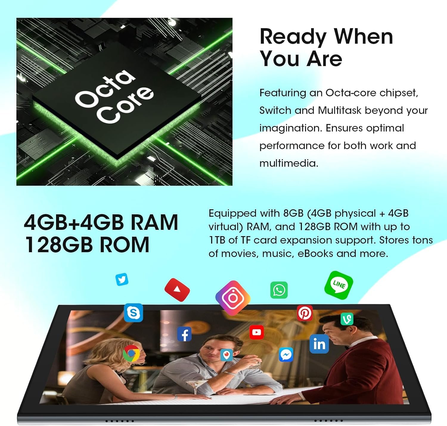 Планшет 10" CWOWDEFU P25L 4/128Gb 4G 2-SIM 8 ядер 6000 mAh Android 14 Silver, фото №4