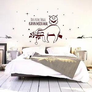 Настінна наклейка Ilka Parey Wandtattoo World 10 Sloth and Owl "Der frühe Vogel kann mich mal" synthetic.ua - Фото 1