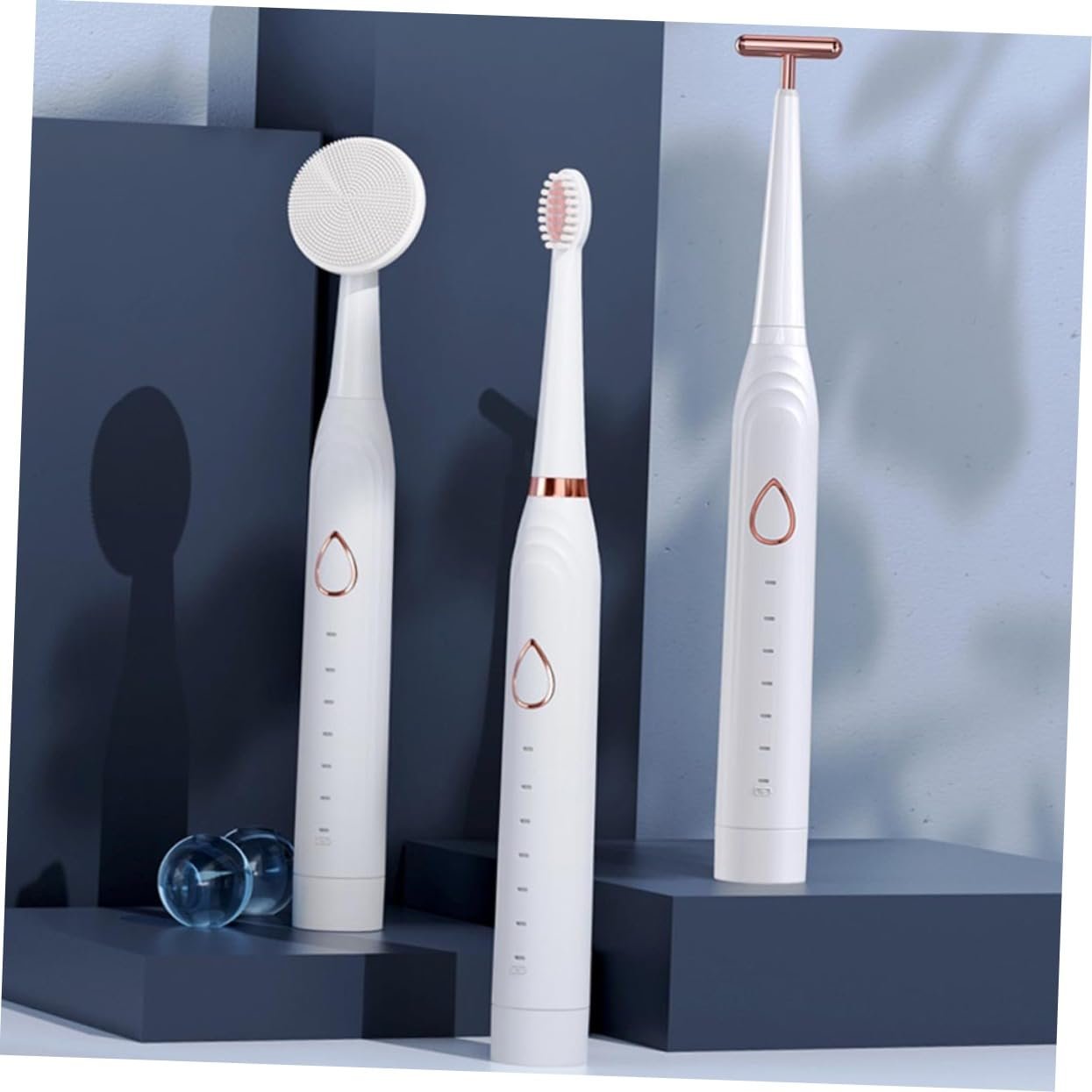 Звукова електрична зубна щітка VALICLUD 3 в 1 акумуляторна White, фото №3