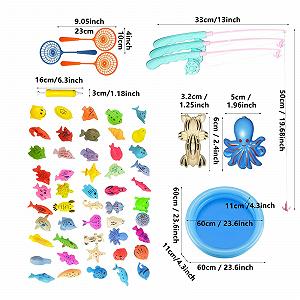 Набор для игры в ванной Магнитная рыбалка с удочкой, сачком и пластиковыми рыбками synthetic.ua - Фото 1