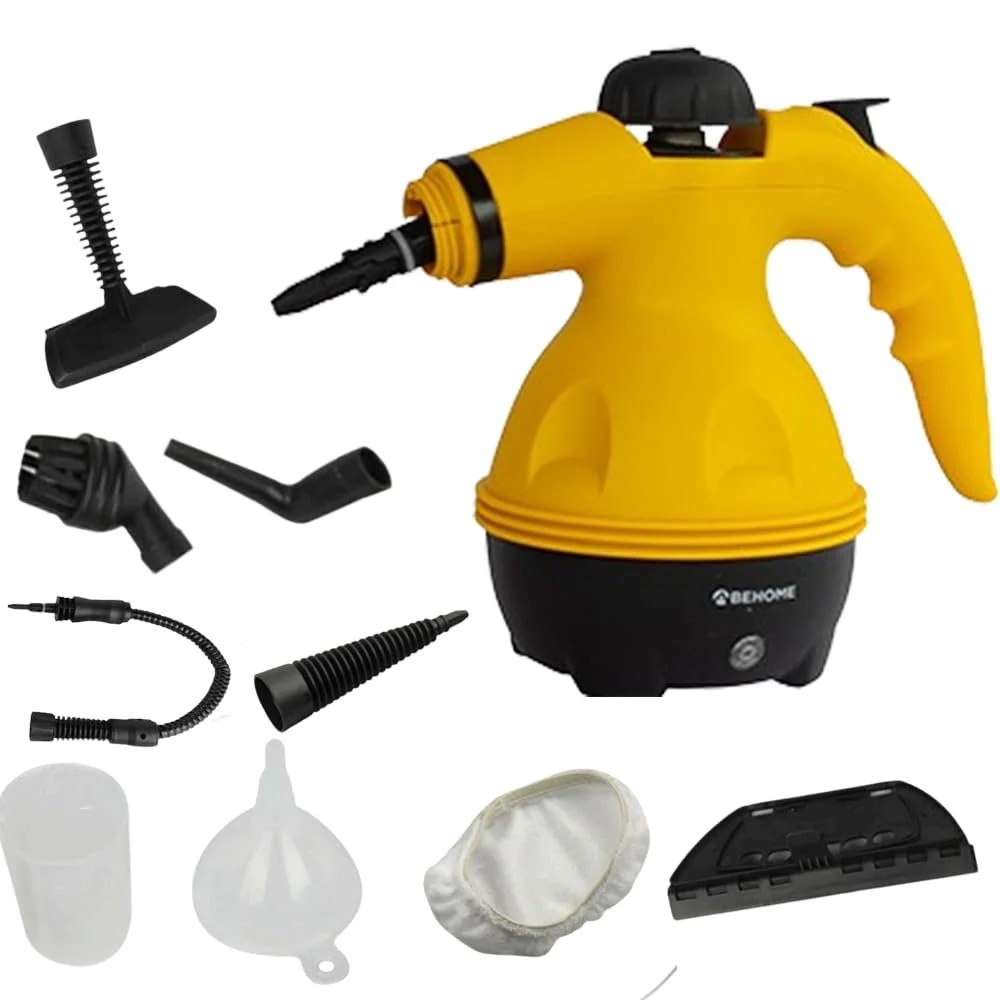 Ручной пароочиститель BEHOME с 9 аксессуарами для удаления грязи Желтый, фото №1 Ручной пароочиститель BEHOME с 9 аксессуарами для удаления грязи Желтый, фото №1