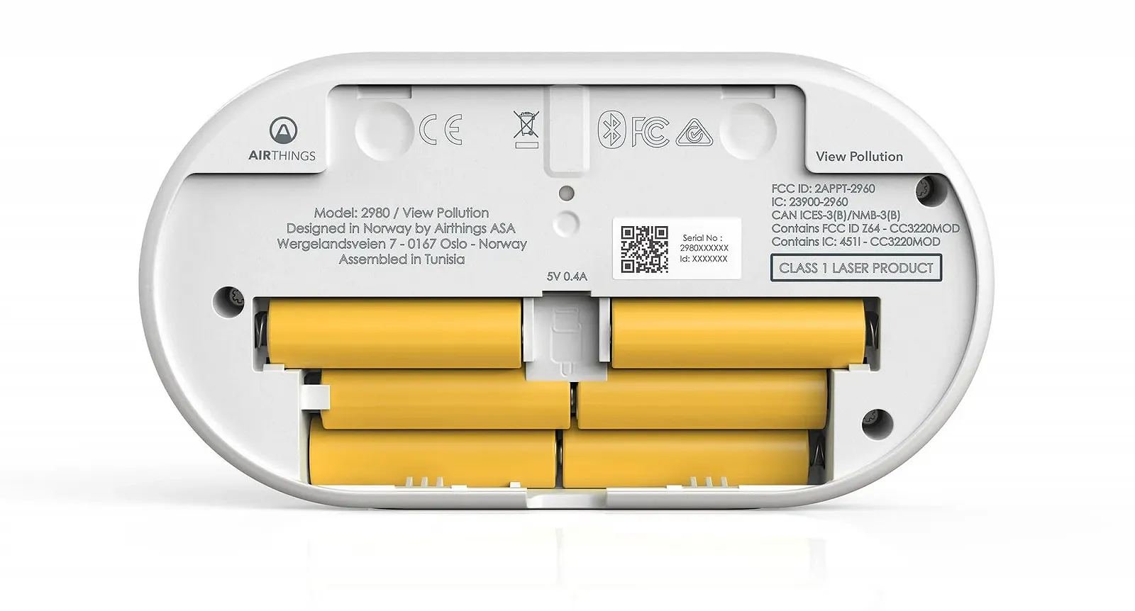 Измеритель загрязнения воздуха Airthings View Pollution 2980 / Wi-Fi / Приложение / Белый, фото №5 Измеритель загрязнения воздуха Airthings View Pollution 2980 / Wi-Fi / Приложение / Белый, фото №5