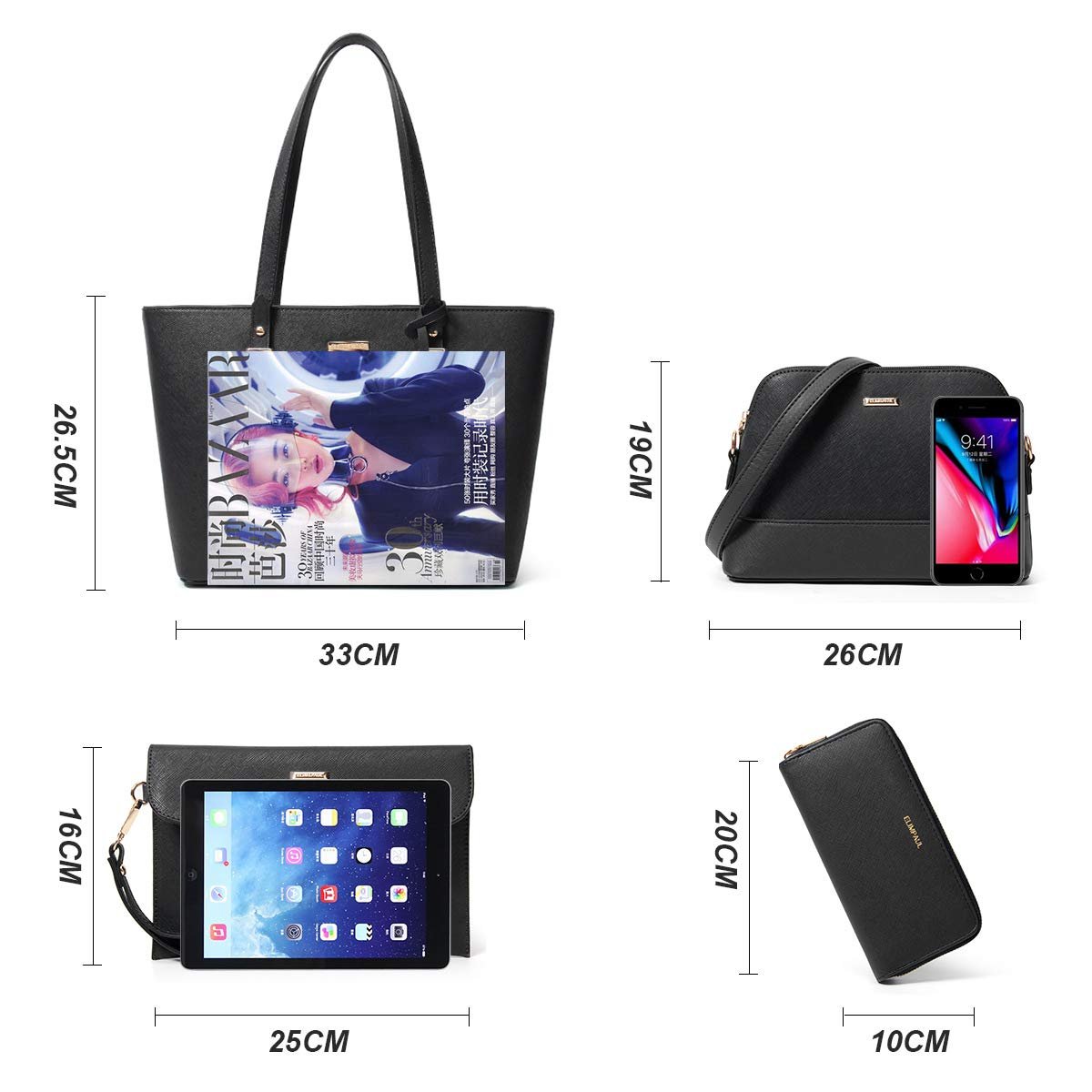 Женская модная сумка из искусственной кожи, набор из 4 предметов, фото №5