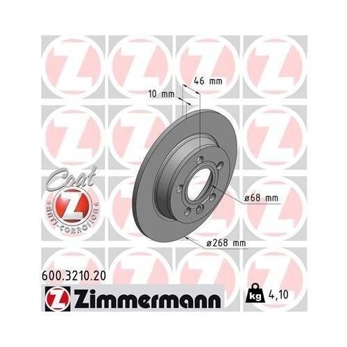 Гальмівний диск ZIMMERMANN COAT Z 250.1346.20 передня вісь, фото №5
