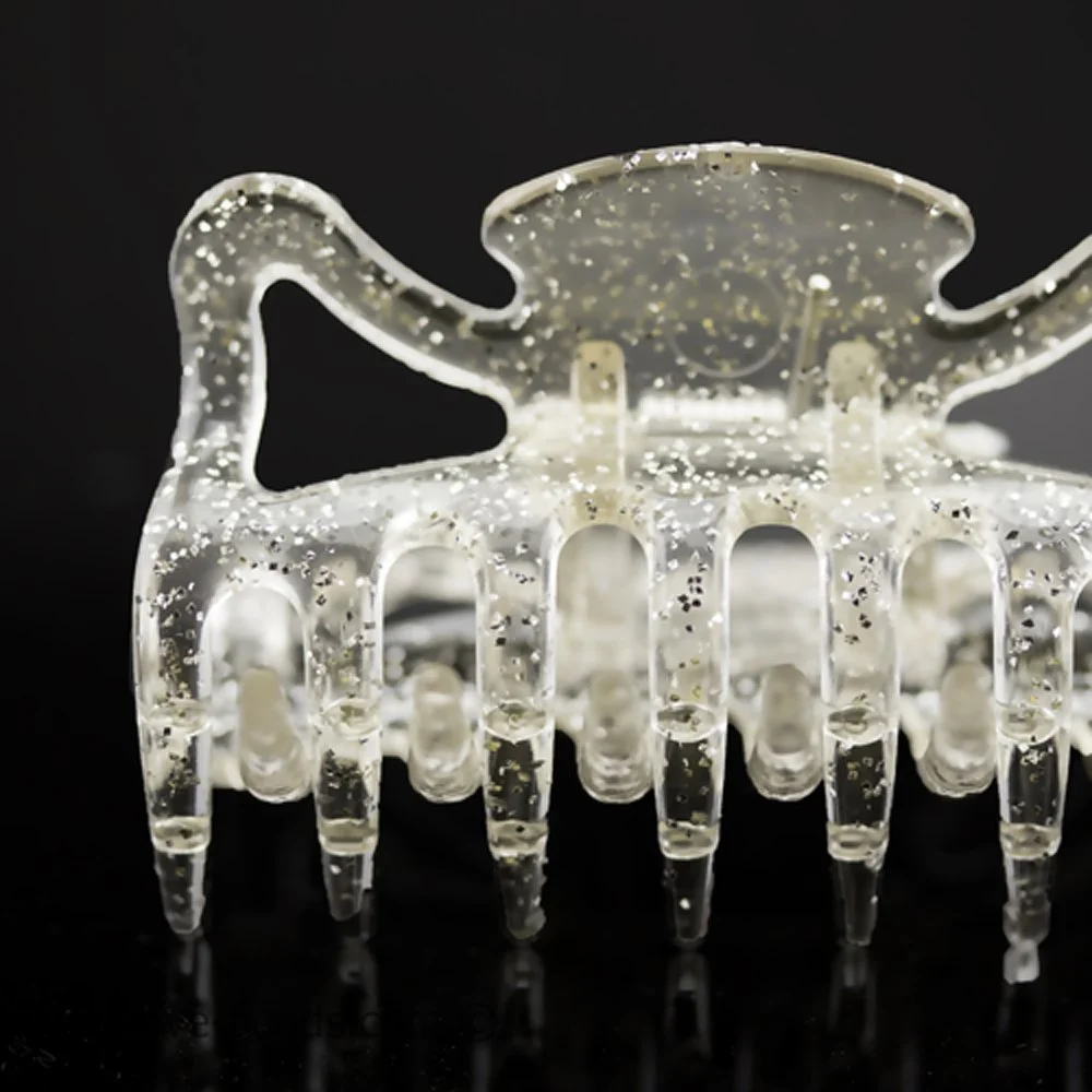 Заколка для волосся WeLoveBeads кришталева з срібними блискітками, 2 шт., фото №2