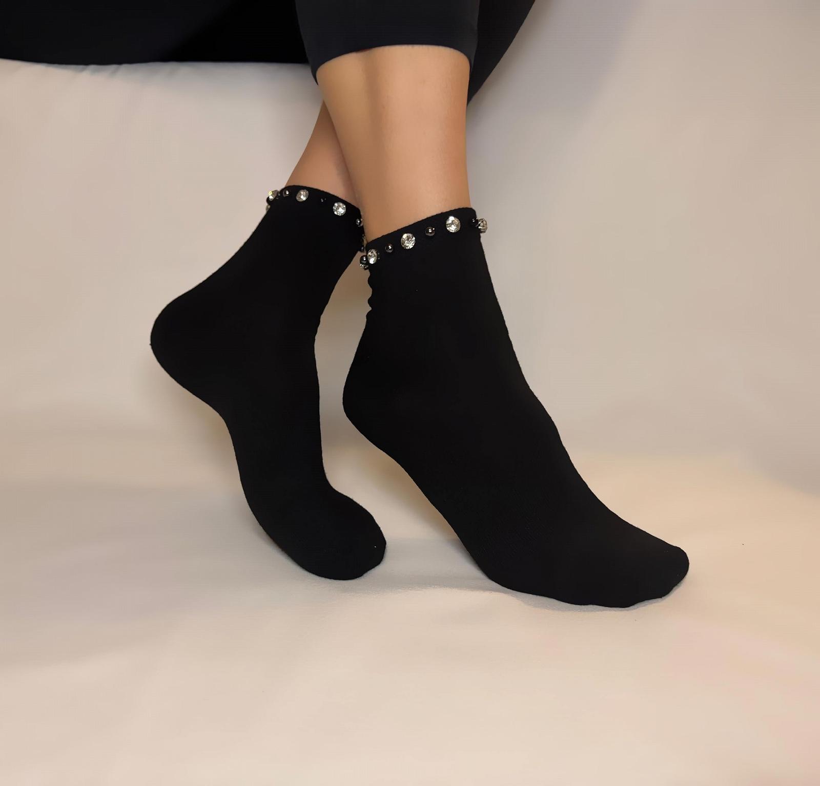 Носки Хлопковые с кристаллами и декоративными бусинами Элегантные и изысканные, фото №2