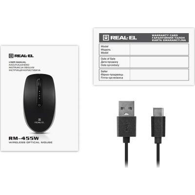 Мышка REAL-EL RM-455W Wireless/Bluetooth Black/Gray (EL123200047), фото №11 Мышка REAL-EL RM-455W Wireless/Bluetooth Black/Gray (EL123200047), фото №11