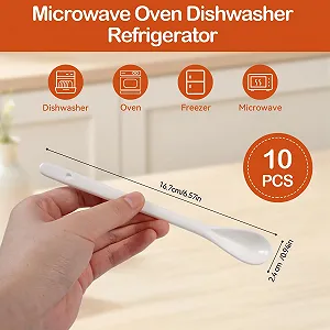 Ложки довгі, порцелянові, білі, 16 см (10 шт.) synthetic.ua - Фото 1