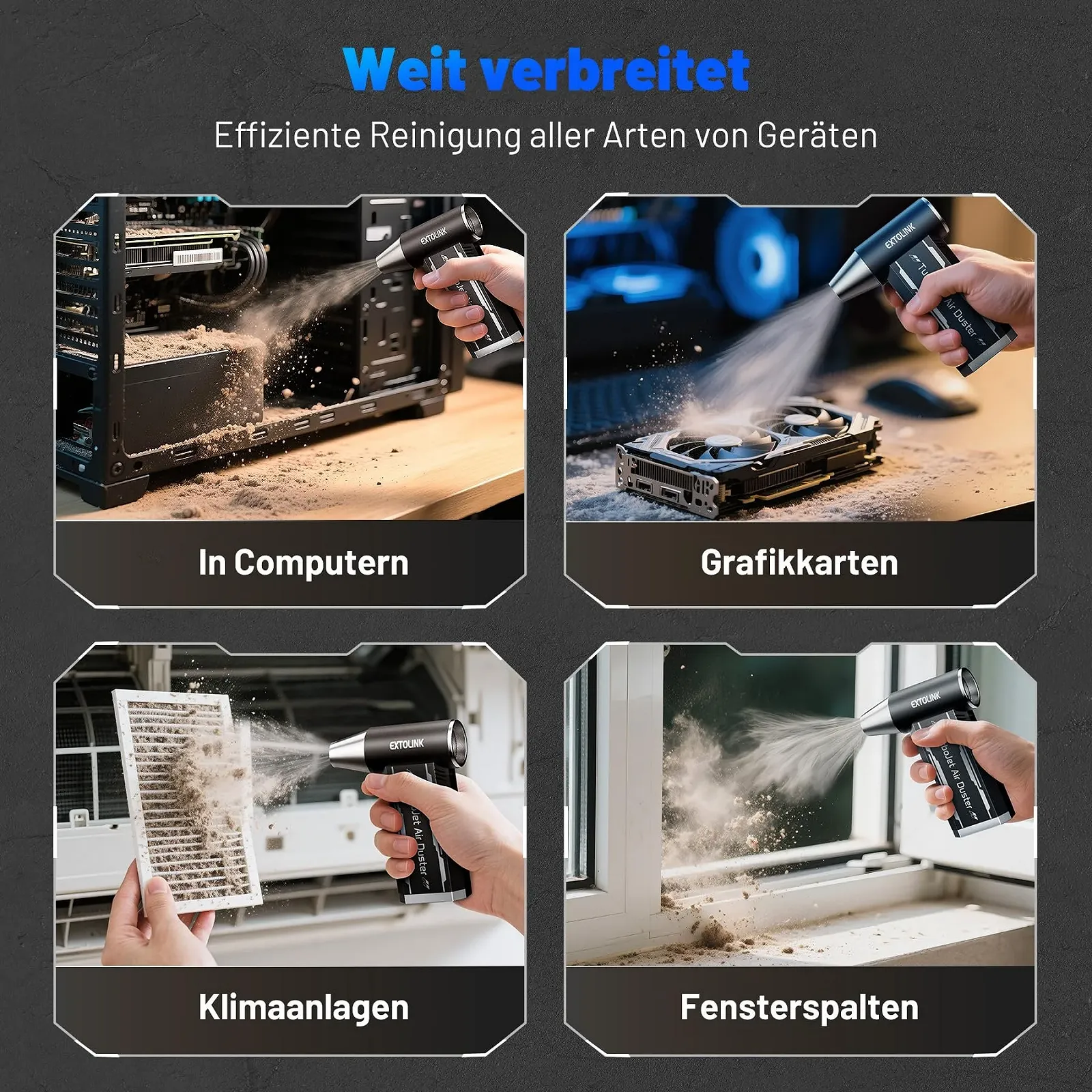 Електричний очищувач стисненим повітрям EXTOLINK L8 180 000 RPM 4 швидкості 8000 mAh, фото №5