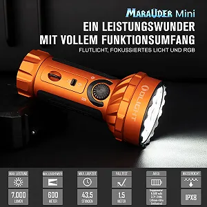 Ліхтар OLIGHT Marauder Mini LED Super Bright 7000 люмен 600 метрів Перезаряджуваний з точковим та розсіяним світлом synthetic.ua - Фото 1